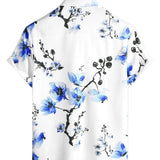 Weißes Herrenhemd mit blauem Blumenmuster