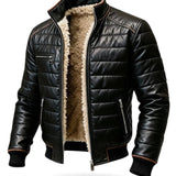 Herren-Winterjacke gesteppt mit Sherpa – Schwarz