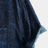 Marineblaues Boho-Herrenhemd mit Ethno-Muster