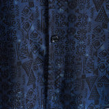 Marineblaues Boho-Herrenhemd mit Ethno-Muster