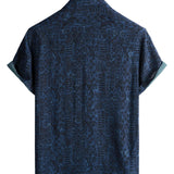 Thomas Kurzarm-Herrenhemd im Retro-Look mit Ethno-Muster – Marineblau