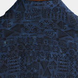 Thomas Kurzarm-Herrenhemd im Retro-Look mit Ethno-Muster – Marineblau