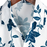Manfred Kurzarmhemd für Herren mit blauen Blumen – Weiß