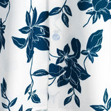 Manfred Kurzarmhemd für Herren mit blauen Blumen – Weiß