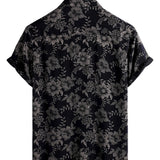Marineblaues Hawaiihemd für Herren mit Blumen