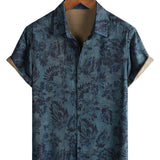 Blaues Boho-Herrenhemd mit Blumenmuster