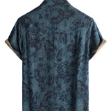 Blaues Boho-Herrenhemd mit Blumenmuster