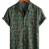 Hans Retro-Kurzarmhemd für Herren mit Paisley-Muster – Grün