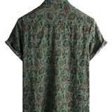 Hans Retro-Kurzarmhemd für Herren mit Paisley-Muster – Grün