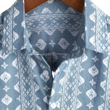 Thomas Gestreiftes Retro-Kurzarmhemd für Herren – Blau
