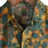 Roman Kurzarm-Herrenhemd im Retro-Look mit Sonnenblumen – Grün