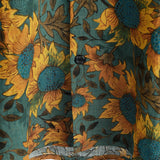 Roman Kurzarm-Herrenhemd im Retro-Look mit Sonnenblumen – Grün