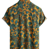 Roman Kurzarm-Herrenhemd im Retro-Look mit Sonnenblumen – Grün