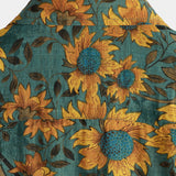 Roman Kurzarm-Herrenhemd im Retro-Look mit Sonnenblumen – Grün
