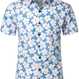 Hellblaues Herrenhemd mit Blumen