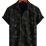 Schwarzes Hawaiihemd für Herren mit Retro-Blumen