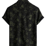 Schwarzes Hawaiihemd für Herren mit Retro-Blumen