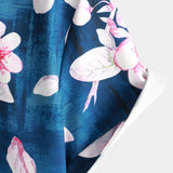 Marineblaues Herrenhemd mit Blumen und Reverskragen
