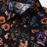 Schwarzes Boho-Herrenhemd mit Blumenmuster