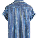 Kilian Gestreiftes Retro-Kurzarmhemd für Herren – Blau