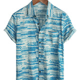 Ulrich Kurzarm-Herrenhemd im Retro-Look – Blau