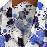Hans Kurzarm-Herrenhemd im Retro-Look mit Blumenmuster – Blau