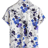 Hans Kurzarm-Herrenhemd im Retro-Look mit Blumenmuster – Blau