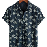 Marineblaues Hawaiihemd für Herren mit Palmen