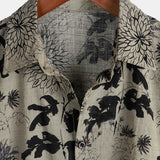 Timo Kurzarm-Herrenhemd im Retro-Look mit Blumenmuster – Grau