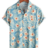 Blaues Hawaii-Herrenhemd mit Blumenmuster