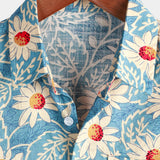 Blaues Hawaii-Herrenhemd mit Blumenmuster