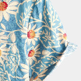 Blaues Hawaii-Herrenhemd mit Blumenmuster