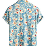 Blaues Hawaii-Herrenhemd mit Blumenmuster