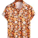 Ralf Retro-Kurzarmhemd für Herren mit Blumen – Orange