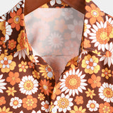 Ralf Retro-Kurzarmhemd für Herren mit Blumen – Orange