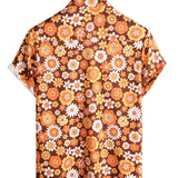Ralf Retro-Kurzarmhemd für Herren mit Blumen – Orange