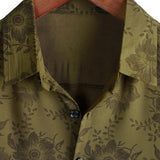 Pascal Retro-Kurzarmhemd für Herren mit Blumen – Grün