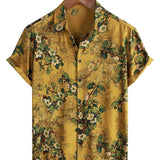 Gelbes Vintage-Herrenhemd mit Blumenmuster