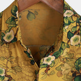 Gelbes Vintage-Herrenhemd mit Blumenmuster