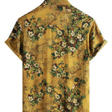 Gelbes Vintage-Herrenhemd mit Blumenmuster