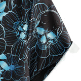 Florian Kurzarm-Herrenhemd mit Totenköpfen und Blumen – Schwarz
