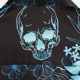 Florian Kurzarm-Herrenhemd mit Totenköpfen und Blumen – Schwarz