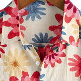 Adrian Kurzarm-Herrenhemd im Hawaii-Stil mit Gänseblümchen – Beige