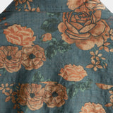 Blaues Sommer-Herrenhemd mit Retro-Blumen