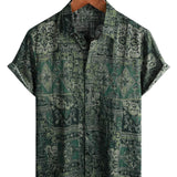 Noah Kurzarm-Herrenhemd im Retro-Look mit Paisley-Muster – Grün