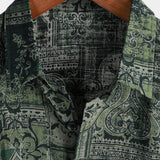 Noah Kurzarm-Herrenhemd im Retro-Look mit Paisley-Muster – Grün