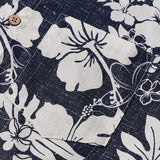 Marineblaues Vintage-Herrenhemd mit Inselblumen