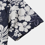 Marineblaues Vintage-Herrenhemd mit Inselblumen