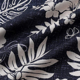 Marineblaues Vintage-Herrenhemd mit Inselblumen