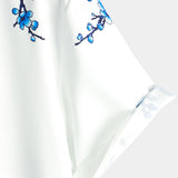 Weißes Casual-Herrenhemd mit blauen Blumen